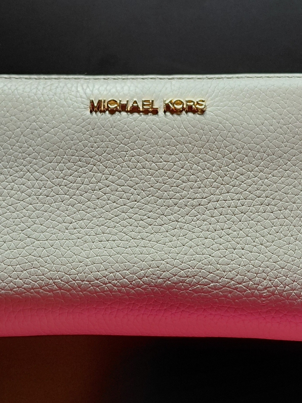 Michael Kors Cream Leather Clutch Wallet with Gold Logo